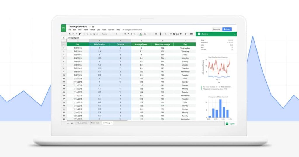 Google Workspace, spreadsheet header