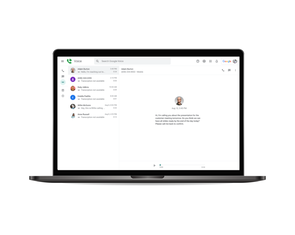 Hoe ziet Google Voice eruit