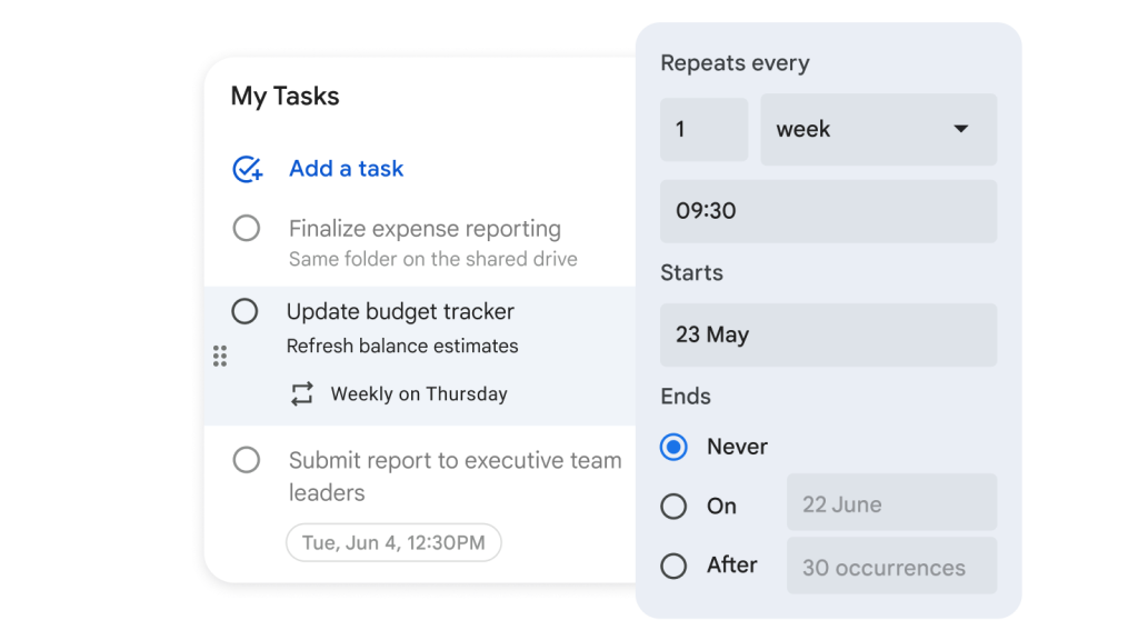 Een taak aanmaken in Google Tasks
